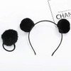 Lasenersm Fluffy Furry Pom Ball Headbands And Elastic Hair Ties 6 Pieces 3 Pairs Fuzzy Faux Fur Animal Ear Headbands For Girls And Women