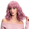 Vckovcko Pink Wavy Wig With Air Bangs Women S Short Wigs Curly Wavy Shoulder Length Synthetic Wig For Women Daily Use Colorful Wigs 12