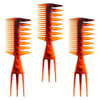 3 Pieces 3 In 1 Double Sided Plastic Fish Tail Comb Multifunctional Styling Tool For Hair Coloring Highlighting Balayage And Microbraiding