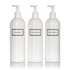 Artanis Home Silkscreened Empty Shower Bottle Set For Shampoo Conditioner And Body Wash Cosmo Bullet 16 Oz 3 Pack White White Pumps