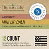 Lip Naturals Assorted Flavors Mini Lip Balm With Sunscreen Spf 15 Made In Usa With Beeswax And Coconut Oil 12 Count