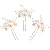 Sppry Elegant Pearl Wedding Hair Pins Pack Of 3 Gold