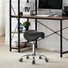 Kktoner Rolling Saddle Stool Pu Leather Swivel Adjustable Rolling Stool With Wheels Salon Chair Black