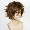 Labeauté Short Dark Brown Anime Cosplay Wig Male Men Anime Layered Unisex Heat Resistant Hair Wig With Bangs For Party And Halloween For