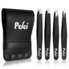 Pefei Tweezers Set Professional Stainless Steel Tweezers For Eyebrows Great Precision For Facial Hair Splinter And Ingrown Hair Removal