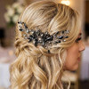 Brishow Black Rhinestone Hair Accessories Wedding Crystal Hair Combs For Women