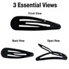 40 Pack Black 2 Inch Barrettes Women Metal Snap Hair Clips Accessories