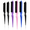 Yaomiao 6 Pcs Teasing Brush Set 3 Row Nylon Rat Tail Combs For Fine Hair