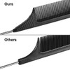 Leinuosen 2 Pcs Rat Tail Combs Steel Pin Carbon Fiber Teasing Hair