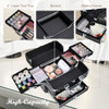 Joligrace Makeup Train Cases Professional Travel Makeup Cosmetic Cases Organizer Portable Box With Drawer Black