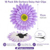 Lawie 18 Pack Fake Artificial Silk Gerbera Daisy Flower Sunflower Daisies Hair Clips Barrettes Clamp Clasps Bow With Alligator Brooch Pin