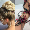Kercisbeauty Red Hair Pins for Women Wedding Bridal Hair Piece Baroque Black Hair Accessories Prom Theme Party Crystal Hair Jewelry Set of 2