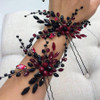 Kercisbeauty Red Hair Pins for Women Wedding Bridal Hair Piece Baroque Black Hair Accessories Prom Theme Party Crystal Hair Jewelry Set of 2