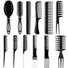 Boao 12 Pcs Hair Brush Comb Set Paddle Detangling Brush Black