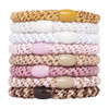 L. Erickson Pink, White and Gold Hair Ties for Thick Hair, Grab & Go Ponytail Holders, 8 Pack, Cotton Candy, Thick No-Crease Bands with Strong Hold,