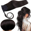 Runature Ponytail Extension Real Human Hair 20 Inch 80G 1B Natural Black