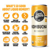 Liquid Remedy Kombucha Sugar Free Organic Drink Low Calorie Probiotic Like Tea For Gut Health Ginger Lemon 8.5 Fl Oz Can 24 Pack