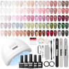 Vishine Uv Led Nail Lamp Gel Nail Polish Kit 36Pcs Jelly Translucent Natural Color Gel Base And Matte And Glossy Top Coat Soak Off Diy Art