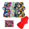 6Pcs Resuable Waterproof Menstrual Pad Sets Including 1Pc Mini Wet Bag And 5Pcs Heavy Flow Red Color Microfleece Stay Dry Menstrual Pads
