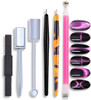 Silpecwee 6Pcs Nail Art Magnetic Pen Set 3D Cat Eye Design Dual Ended Magnet Wand Gel Nail Polish Magic Manicure Diy And Salon Tools