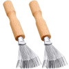 Boao 2 Pack Hair Brush Cleaner Tool Metal Wire Comb Rake Wooden Handle