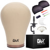 Gexworldwide Gex 23 Canvas Cork Wig Block Mannequin Head For Wig Making Drying Styling Display With Table C Clamp Stand Holder Light Brown