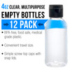 U.S. Art Supply 4 Ounce Squeeze Pet Plastic Bottles With Flip Cap 12 Pack