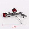 Vintage Crystal Rose Hair Clips Elegant Rhinestones Rose Flower Metal Hair Clips Hair Barrette Ponytail Holder Slide Clips Hair Jewelry For