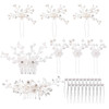Insowni 28 Pack Silver Flower Pearl Wedding Bridal Hair Side Combs Plus U Shaped Hair Pins Clips Rhinestone Crystal Decorative Accessories