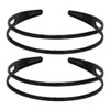 Set Of 2 Women Bright Black Wide Edged Headband Hair Hoop Plastic Hollow Stripe Hard Headwear Hairband Black Double Rows