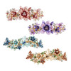 Lawie 4 Pack Fancy Delicate Floral Butterfly Leaf Jeweled Gems Rhinestone Glitter Sparkly Metal Hair Clips Snap Barrettes Grip Hairpins