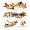 Lawie 4 Pack Fancy Delicate Floral Butterfly Leaf Jeweled Gems Rhinestone Glitter Sparkly Metal Hair Clips Snap Barrettes Grip Hairpins