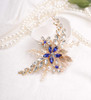 Aimimier Bridal Sapphire Crystal Hair Comb Pearl Blue Crystal Leaf Marquise Hair Piece Prom Party Festival Wedding Hair Accessories For