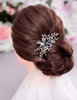 Aimimier Bridal Sapphire Crystal Hair Comb Pearl Blue Crystal Leaf Marquise Hair Piece Prom Party Festival Wedding Hair Accessories For