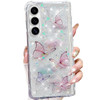 Changjia for Samsung Galaxy Z Fold 6 5G Clear Glitter Butterfly Case, Cute Bling Sparkle Shiny Soft Silicone TPU Bumper Shockproof Women Girls Slim P
