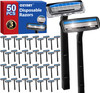CXYARY 50 Pcs 3 Blade Disposable Razors With Clear Safety Cap, Shaving Razors Bulk for Men &Women, Stainless Steel Blade, Multipurpose Portable Shave