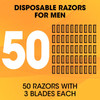 CXYARY 50 Pcs 3 Blade Disposable Razors With Clear Safety Cap, Shaving Razors Bulk for Men &Women, Stainless Steel Blade, Multipurpose Portable Shave