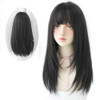 Huaisu Black Wig With Bangs Synthetic High Density Straight Wig For Women