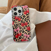 aaknhen Cheetah Print Cherry Phone Case for iPhone 16 Cute Pink Bow Aesthetic Leopard Print Women Girls Case Soft TPU Shockproof Protective Phone Cov