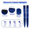 Winsky Blue Clip In Hair Extensions 100 Percent Real Human Hair Straight Highlights Colored Clip On Christmas Hairpieces 5 Pieces Set 18Inch