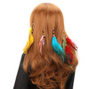 Mwoot 6Pcs Feather Hair Clips Handmade Boho Hair Extensions With Clip Comb Bohemian Hippie Hairpin Feather Indian Tassel Hemp Rope Festival