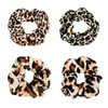 4Pcs Cheetah Scrunchie Hair Ties Ropes Elastic Lagre Animal Print Velvet Leopard Scrunchies For Women Girls Pony Tails And Buns