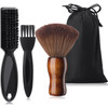Patelai 3 Pcs Clipper Brush Set Barber Neck Duster Shaving Brush Black