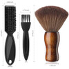 Patelai 3 Pcs Clipper Brush Set Barber Neck Duster Shaving Brush Black