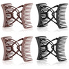4 Pieces Adjustable Elastic No Crease Double Comb Hair Pins For Women S Curly Thick Wavy Hair Ponytail Black Coffee