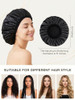 Aquior Shower Cap Terry Lined Shower Cap For Women Reusable Triple Layer Waterproof Bath Cap Extra Large For Women Long Hair Black