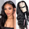 180 Density 13X6 Body Wave Lace Front Wigs Human Hair 18 Inch Natural Color