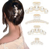 Hair Clips For Women Large High Gloss Pearl Hair Claw Clip Set Strong Hold No Slip Banana Jaw Clip Barrettes Hair Accessories Birthday