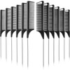 Patelai 12 Pcs Rat Tail Comb With Metal Pick Carbon Fiber Fine Tooth