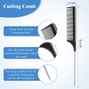 Patelai 12 Pcs Rat Tail Comb With Metal Pick Carbon Fiber Fine Tooth